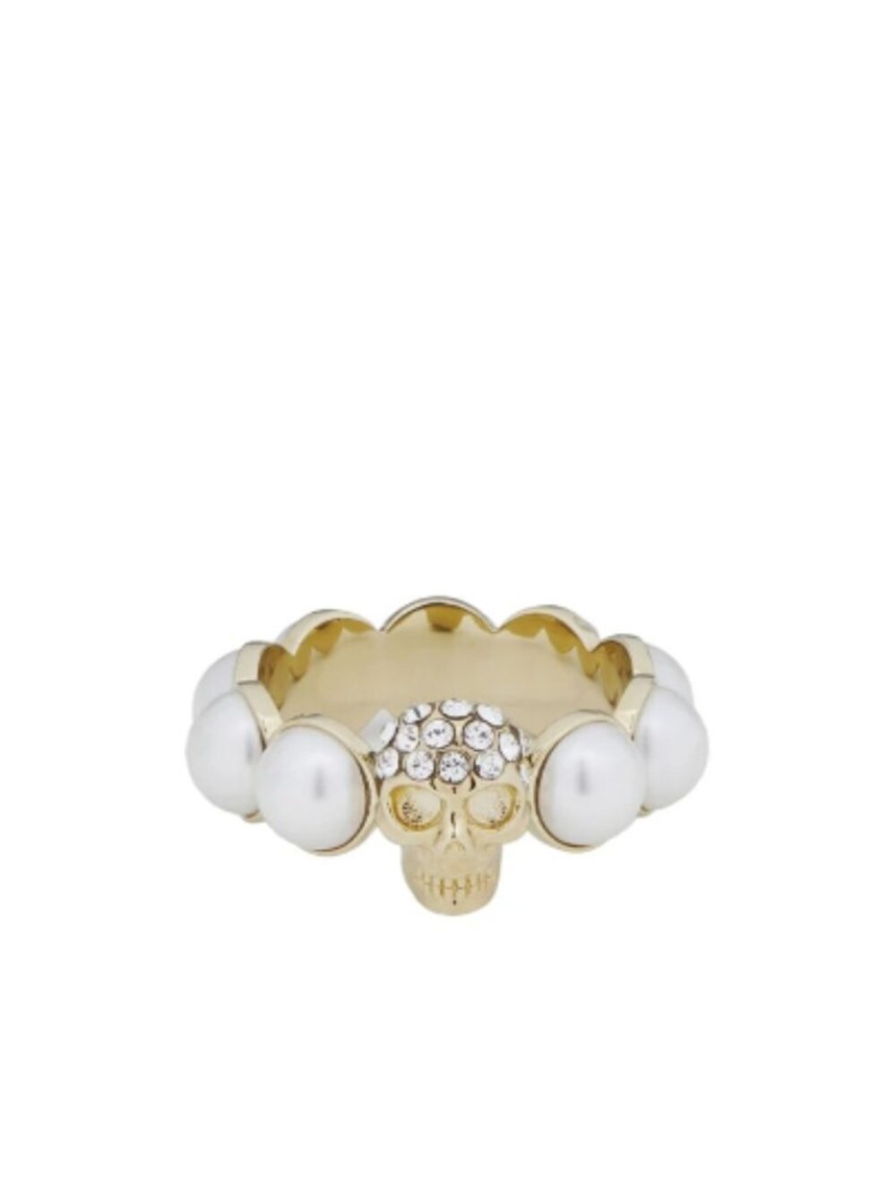 Alexander McQueen NWT Crystal Skull and Pearly Ring (ORIG. $450) (SIZE 7.25)